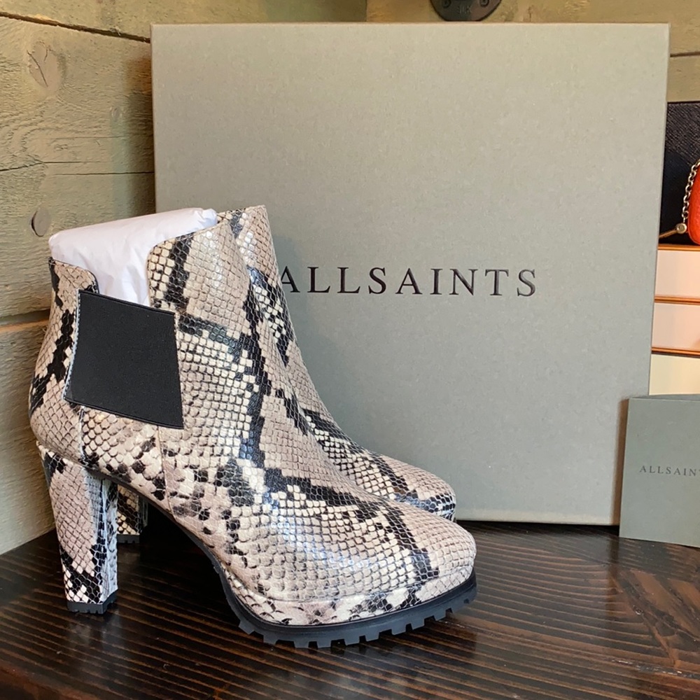 NWT All Saints Embossed Leather Sarris Boots